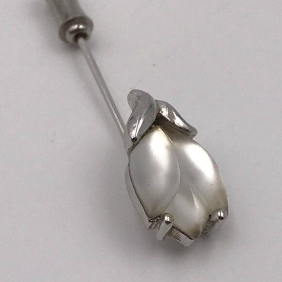 Whiting & Davis Frosted Tulip Stickpin Silver - Picture 9 of 14